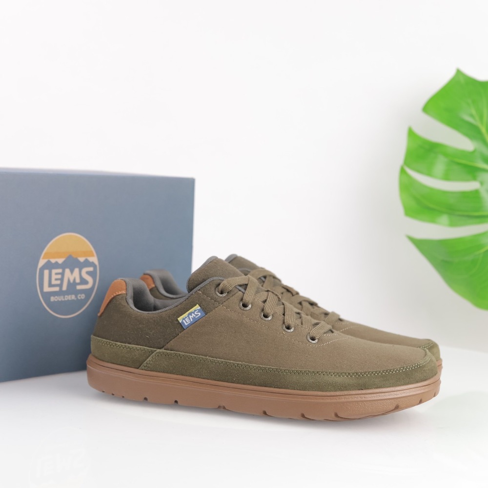 Lems Mens Chillum Barefoot Sneakers Shoes Size 11 Olive Canvas Minimalist Casual